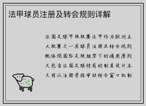 法甲球员注册及转会规则详解