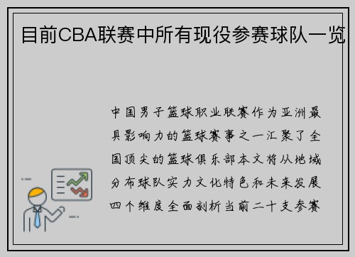 目前CBA联赛中所有现役参赛球队一览